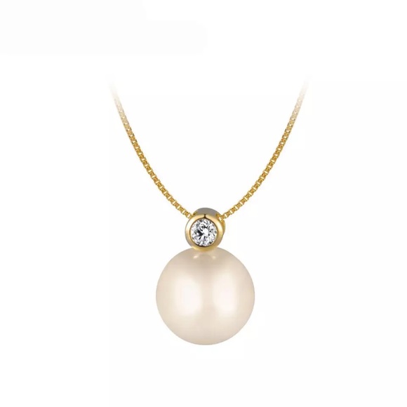 Simulated 10mm pearl pendant with CZ - Picture 5 of 5